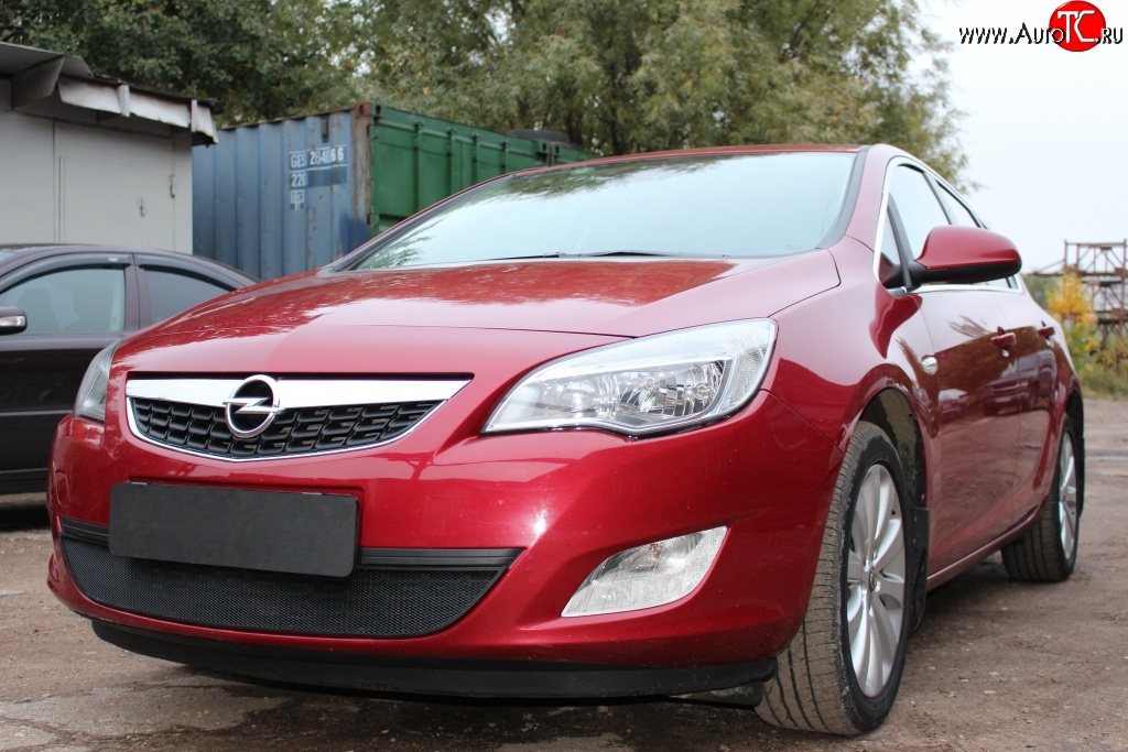 1 469 р. Сетка на бампер Russtal (черная) Opel Astra J хэтчбек 5 дв. дорестайлинг (2009-2012)  с доставкой в г. Майкоп