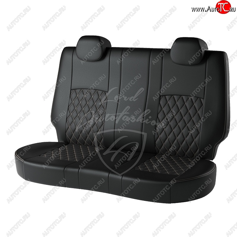 9 449 р. Чехлы для сидений Lord Autofashion Турин Ромб (экокожа)  Opel Corsa  D (2006-2014)   дорестайлинг, хэтчбэк 5 дв., 1-ый рестайлинг, хэтчбэк 5 дв.,  2-ой рестайлинг, хэтчбэк 5 дв. (Черный, вставка черная, строчка бежевая)  с доставкой в г. Майкоп
