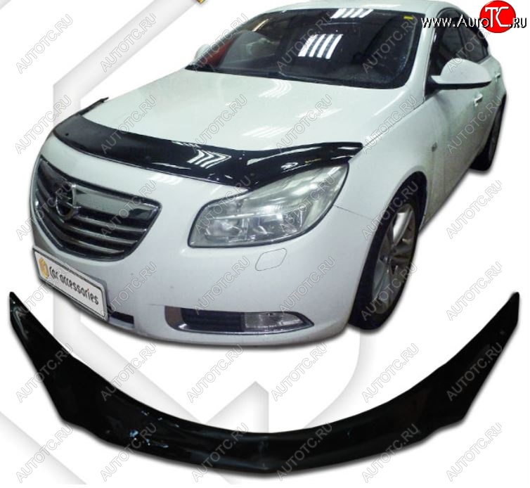 2 599 р. Дефлектор капота CA-Plastic  Opel Insignia  A (2008-2013) дорестайлинг седан (Classic черный, Без надписи)  с доставкой в г. Майкоп