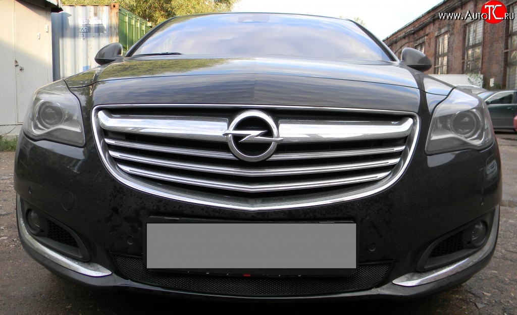 1 469 р. Сетка на бампер (рестайлинг) Russtal (черная) Opel Insignia A универсал рестайлинг (2013-2017)  с доставкой в г. Майкоп