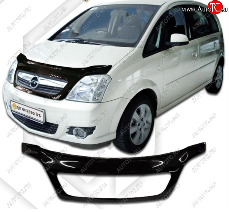 2 599 р. Дефлектор капота CA-Plastic Opel Meriva A (2002-2010) (Classic черный, Без надписи)  с доставкой в г. Майкоп