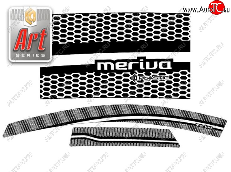2 399 р. Дефлектора окон CA-Plastic  Opel Meriva  B (2010-2013) (Серия Art черная, Без хром.молдинга)  с доставкой в г. Майкоп