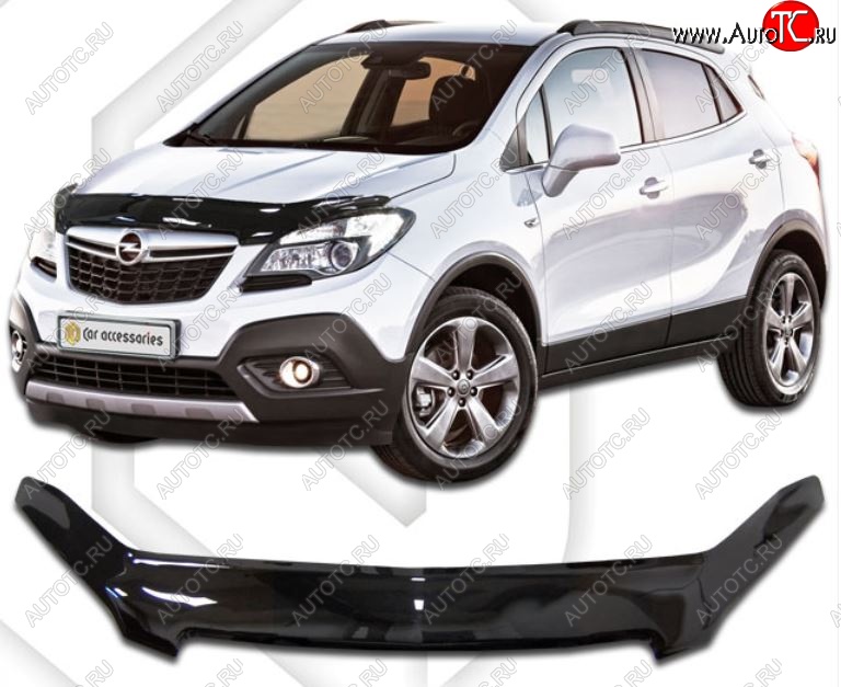 2 199 р. Дефлектор капота CA-Plastic Opel Mokka  дорестайлинг (2012-2016) (Classic черный, Без надписи)  с доставкой в г. Майкоп