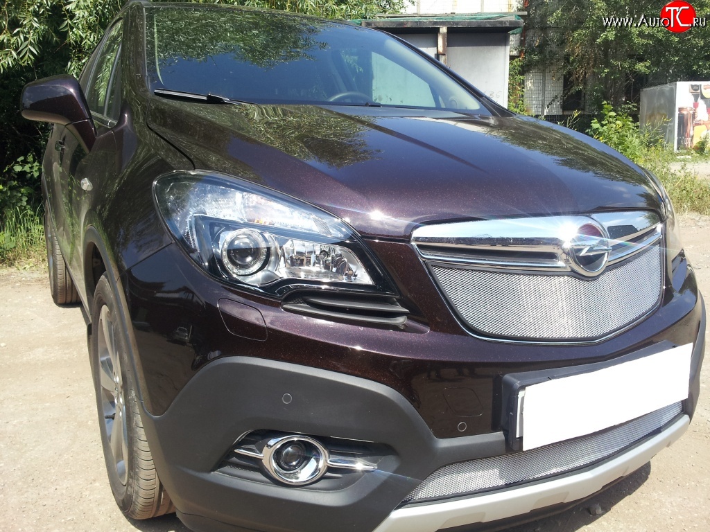 1 539 р. Нижняя сетка на бампер Russtal (хром) Opel Mokka  дорестайлинг (2012-2016)  с доставкой в г. Майкоп