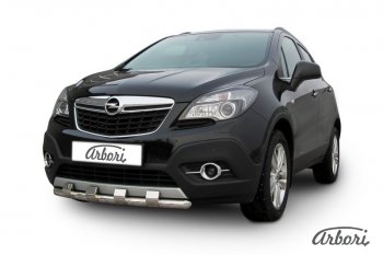 14 363 р. Защита переднего бампера Arbori (с декоративными элементами, нержавейка, 1 труба d57 mm) Opel Mokka  дорестайлинг (2012-2016)  с доставкой в г. Майкоп. Увеличить фотографию 2