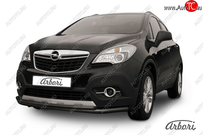 7 559 р. Защита переднего бампера Arbori (черная, 2 трубы d57 и 42 mm) Opel Mokka  дорестайлинг (2012-2016)  с доставкой в г. Майкоп