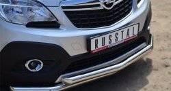17 999 р. Защита переднего бампера (2 трубыØ63 мм, нержавейка) SLITKOFF Opel Mokka  дорестайлинг (2012-2016)  с доставкой в г. Майкоп. Увеличить фотографию 2