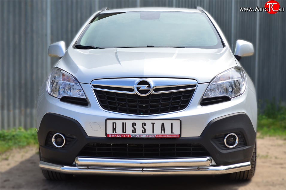 17 999 р. Защита переднего бампера (2 трубыØ63 мм, нержавейка) SLITKOFF Opel Mokka  дорестайлинг (2012-2016)  с доставкой в г. Майкоп