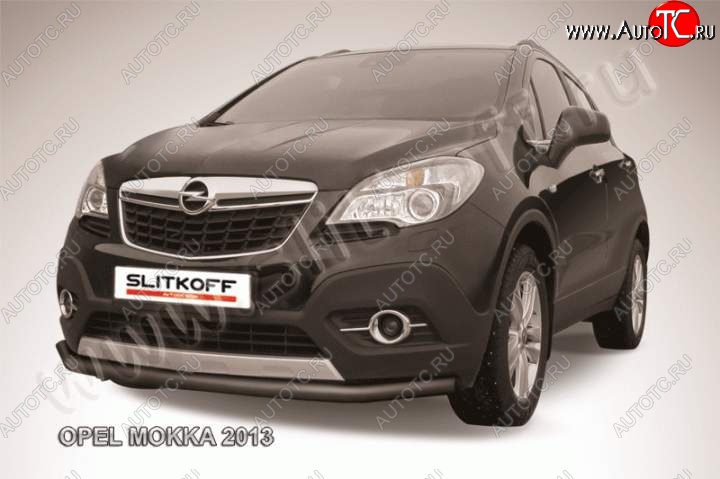 8 599 р. защита переднего бампера Slitkoff  Opel Mokka (2012-2016)  дорестайлинг (Цвет: серебристый)  с доставкой в г. Майкоп