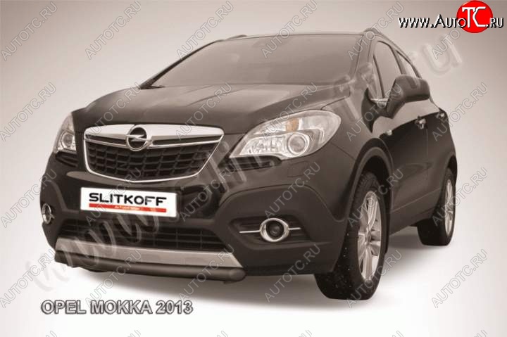 7 899 р. Защита переднего бампер Slitkoff Opel Mokka  дорестайлинг (2012-2016) (Цвет: серебристый)  с доставкой в г. Майкоп