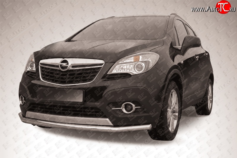 12 299 р. Защита переднего бампера из длинной трубы диаметром 57 мм Slitkoff Opel Mokka  дорестайлинг (2012-2016) (Цвет: нержавеющая полированная сталь)  с доставкой в г. Майкоп