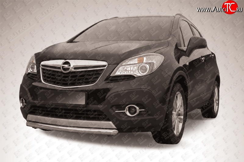 11 299 р. Защита переднего бампера из короткой трубы диаметром 57 мм Slitkoff  Opel Mokka (2012-2016)  дорестайлинг (Цвет: нержавеющая полированная сталь)  с доставкой в г. Майкоп