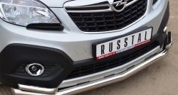 18 999 р. Защита переднего бампера (2 трубыØ63 и 42 мм, нержавейка) SLITKOFF Opel Mokka  дорестайлинг (2012-2016)  с доставкой в г. Майкоп. Увеличить фотографию 2