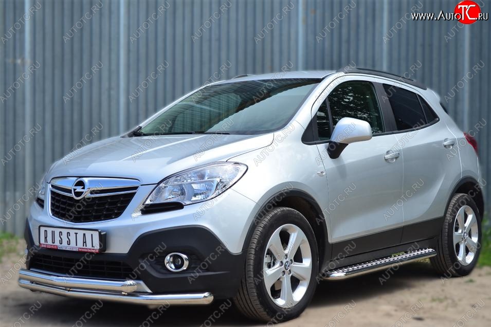 35 549 р. Защита порогов из круглой трубы диаметром 42 мм SLITKOFF v3  Opel Mokka (2012-2016)  дорестайлинг  с доставкой в г. Майкоп