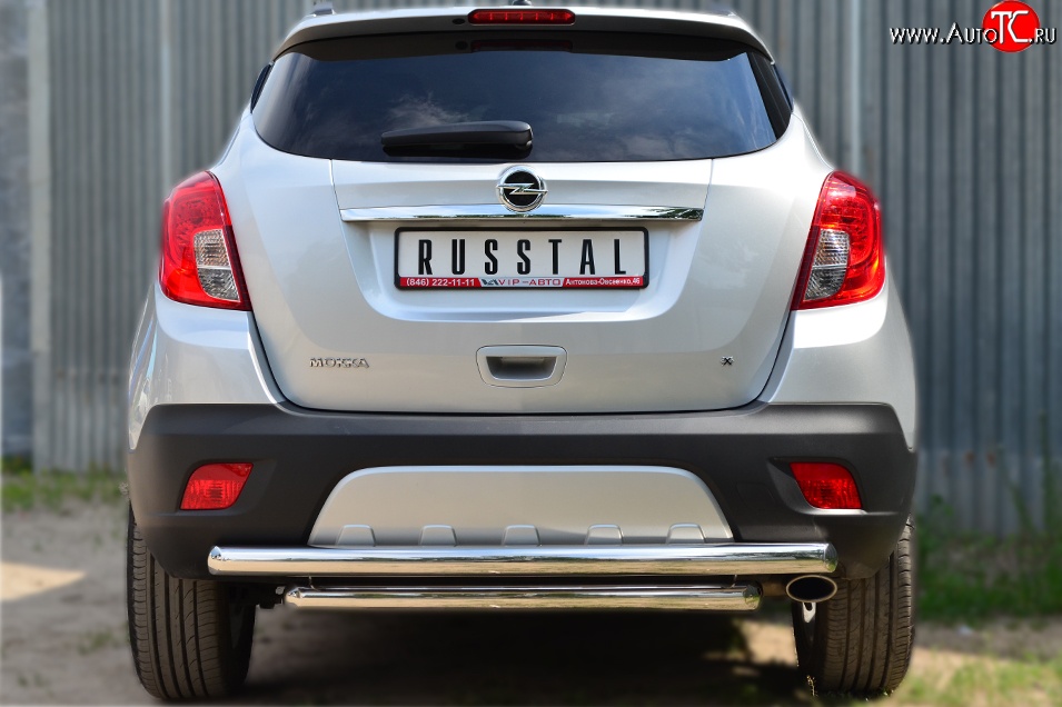 17 499 р. Защита заднего бампера (2 трубы Ø63 мм, нержавейка) SLITKOFF  Opel Mokka (2012-2016)  дорестайлинг  с доставкой в г. Майкоп