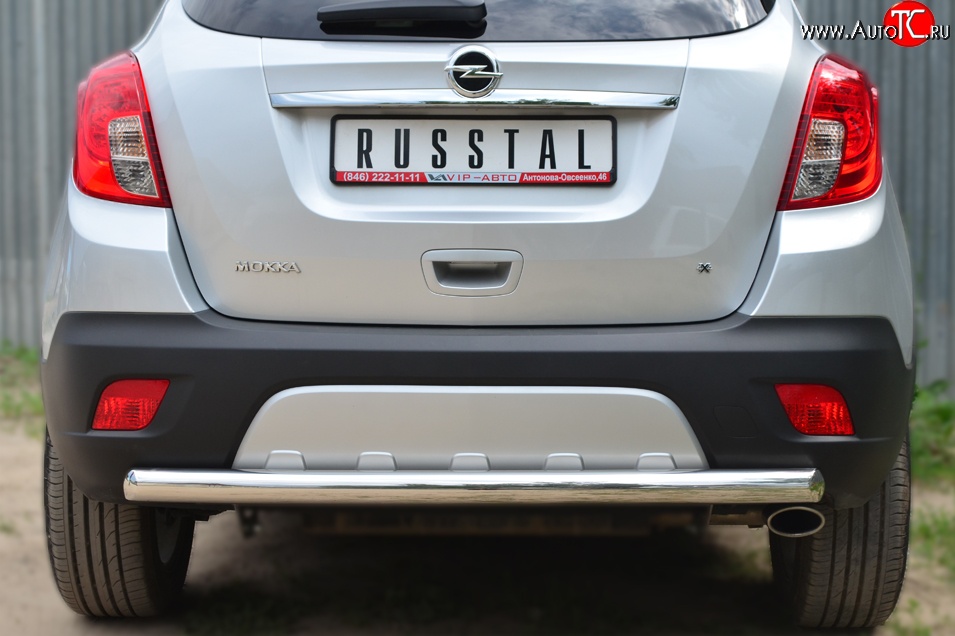 13 449 р. Одинарная защита заднего бампера из трубы диаметром 63 мм SLITKOFF Opel Mokka  дорестайлинг (2012-2016)  с доставкой в г. Майкоп