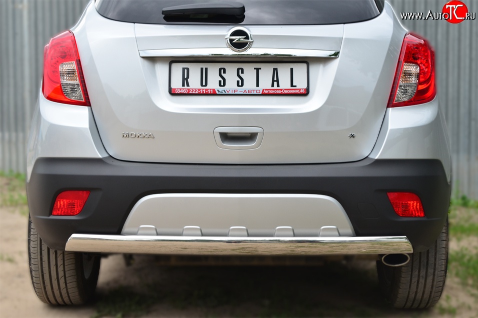 11 599 р. Защита заднего бампера (Ø75x42 мм, нержавейка) Russtal Opel Mokka  дорестайлинг (2012-2016)  с доставкой в г. Майкоп