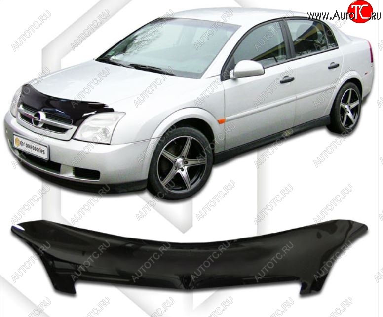 2 969 р. Дефлектор капота CA-Plastic Opel Vectra C универсал дорестайлинг (2002-2005) (Classic черный, Без надписи)  с доставкой в г. Майкоп
