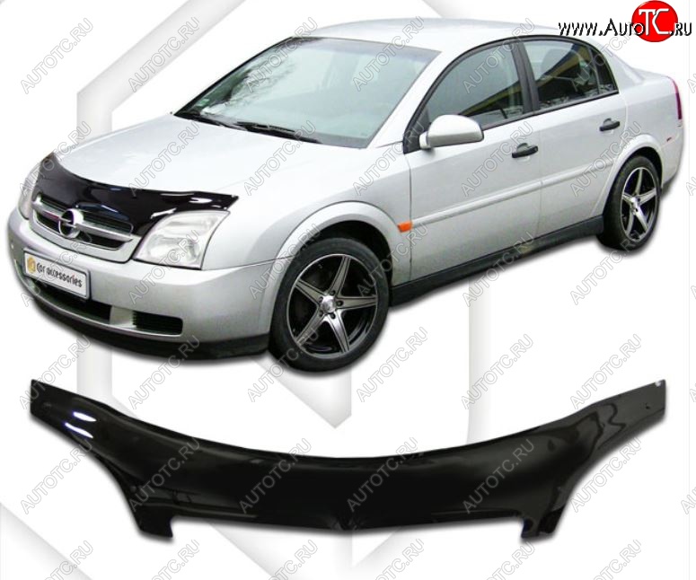 3 399 р. Дефлектор капота CA-Plastiс exclusive Opel Vectra C универсал дорестайлинг (2002-2005) (Classic черный, Без надписи)  с доставкой в г. Майкоп