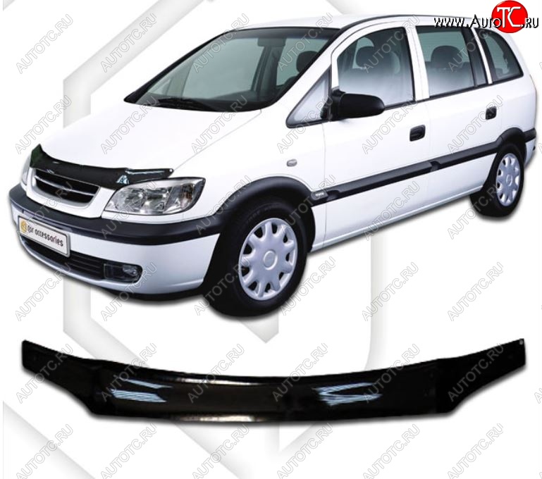 1 999 р. Дефлектор капота CA-Plastic Opel Zafira A (1999-2006) (Classic черный, Без надписи)  с доставкой в г. Майкоп