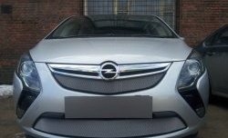 1 539 р. Сетка в решетку радиатора Russtal Opel Zafira С дорестайлинг (2011-2016) (хром)  с доставкой в г. Майкоп. Увеличить фотографию 3
