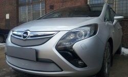 1 539 р. Сетка в решетку радиатора Russtal Opel Zafira С дорестайлинг (2011-2016) (хром)  с доставкой в г. Майкоп. Увеличить фотографию 4