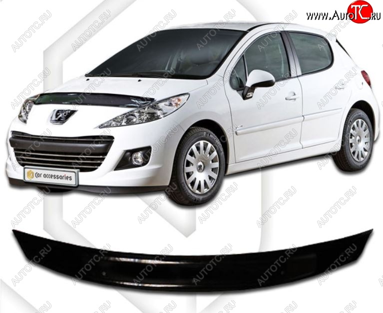 1 899 р. Дефлектор капота CA-Plastic Peugeot 207 WA хэтчбэк 3 дв. дорестайлинг (2006-2009) (Classic черный, Без надписи)  с доставкой в г. Майкоп