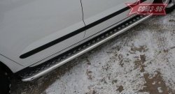 Защита штатных порогов с листом Souz-96 (d42) Peugeot 3008 рестайлинг (2013-2017)