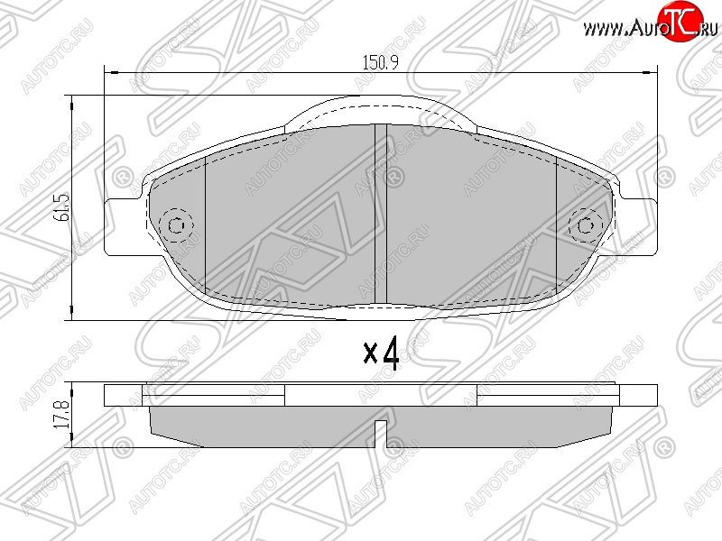 1 099 р. Колодки тормозные SAT (передние) Peugeot 308 T7 хэтчбек 5 дв. дорестайлинг (2007-2011)  с доставкой в г. Майкоп