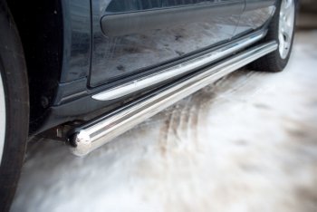 19 999 р. Защита порогов из круглой трубы диаметром 63 мм SLITKOFF v3  Peugeot 3008 (2009-2013) дорестайлинг  с доставкой в г. Майкоп. Увеличить фотографию 2