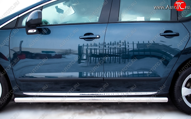 19 999 р. Защита порогов из круглой трубы диаметром 63 мм SLITKOFF v3  Peugeot 3008 (2009-2013) дорестайлинг  с доставкой в г. Майкоп