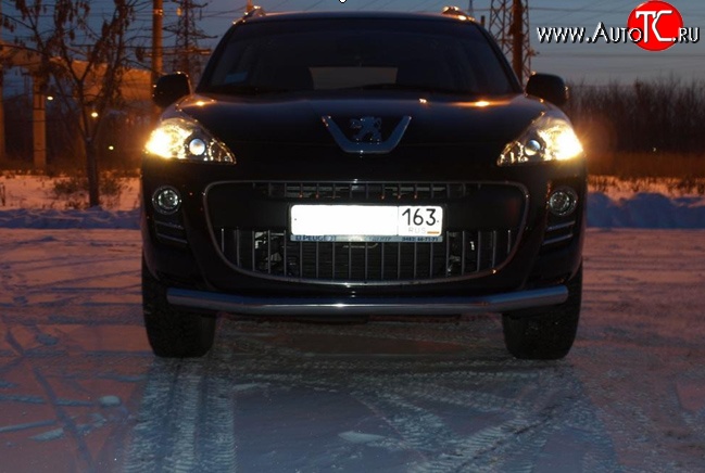 8 999 р. Защита переднего бампера d63.5 мм Металл Дизайн Peugeot 4007 (2007-2012) (полированная нержавейка)  с доставкой в г. Майкоп