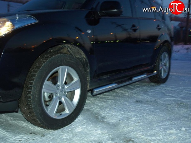 11 299 р. Защита порогов с проступью d76 мм Металл Дизайн  Peugeot 4007 (2007-2012) (полированная нержавейка)  с доставкой в г. Майкоп
