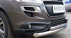 20 399 р. Защита переднего бампера (2 трубыØ76 и 63 мм, нержавейка) SLITKOFF  Peugeot 4008 (2012-2017)  с доставкой в г. Майкоп. Увеличить фотографию 3