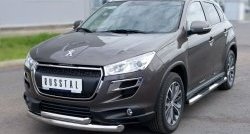 20 399 р. Защита переднего бампера (2 трубыØ76 и 63 мм, нержавейка) SLITKOFF  Peugeot 4008 (2012-2017)  с доставкой в г. Майкоп. Увеличить фотографию 4