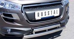 16 849 р. Защита переднего бампера (2 трубыØ75х42 мм, нержавейка) Russtal Peugeot 4008 (2012-2017)  с доставкой в г. Майкоп. Увеличить фотографию 2