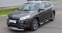 83 999 р. Защита порогов с пластиковыми вставками для ног из круглой трубы диаметром 76 мм Russtal Peugeot 4008 (2012-2017) (Защита порогов с со скосами на торцах (вариант 1))  с доставкой в г. Майкоп. Увеличить фотографию 11