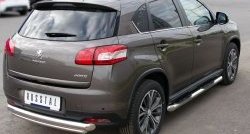 12 799 р. Защита заднего бампера (Ø76 и 42 мм, нержавейка) SLITKOFF  Peugeot 4008 (2012-2017) (с короткой нижней трубой)  с доставкой в г. Майкоп. Увеличить фотографию 4