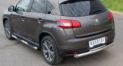 12 799 р. Защита заднего бампера (Ø76 и 42 мм, нержавейка) SLITKOFF Peugeot 4008 (2012-2017) (с короткой верхней трубой)  с доставкой в г. Майкоп. Увеличить фотографию 4