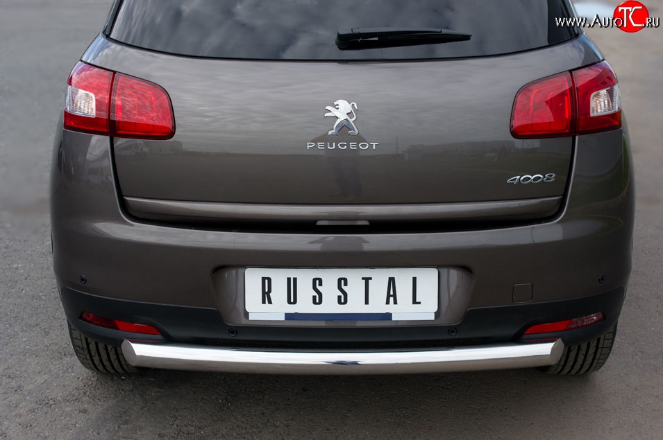 13 949 р. Одинарная защита заднего бампера из трубы диаметром 76 мм SLITKOFF Peugeot 4008 (2012-2017)  с доставкой в г. Майкоп