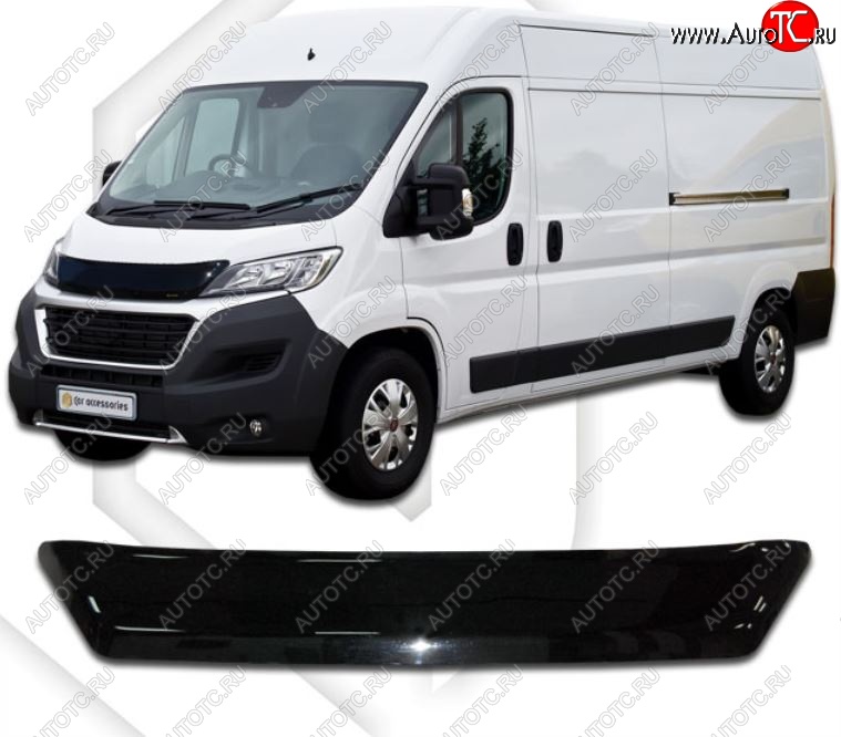 1 999 р. Дефлектор капота CA-Plastiс  Peugeot Boxer  290 (2014-2025) (Classic черный, Без надписи)  с доставкой в г. Майкоп