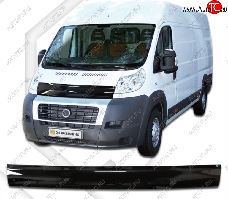 1 899 р. Дефлектор капота CA-Plastic Peugeot Boxer 250 (2006-2014) (Classic черный, Без надписи)  с доставкой в г. Майкоп