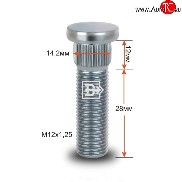 188 р. Забивная шпилька 28 мм ступицы Вектор M12x1.25x28 Nissan Qashqai +2 1 J10 дорестайлинг (2008-2010)