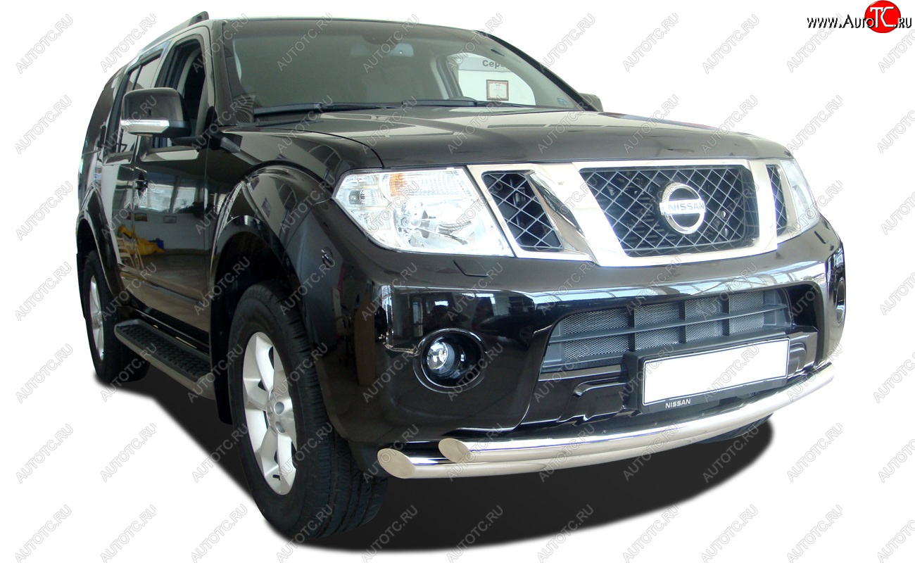 7 549 р. Двойная защита переднего бампера из труб диаметрами по 63 мм Petroil Tuning Nissan Pathfinder R51 дорестайлинг (2004-2007)  с доставкой в г. Майкоп