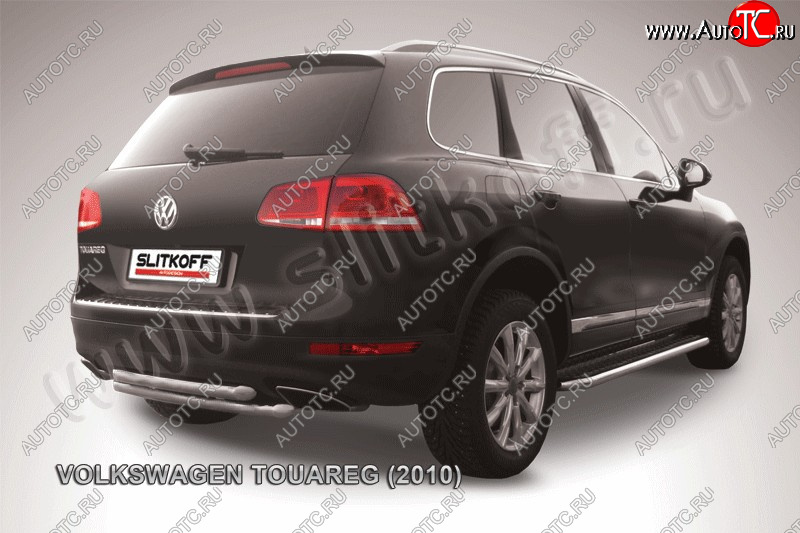 6 899 р. Защита задняя Slitkoff  Volkswagen Touareg  NF (2010-2014) дорестайлинг (Цвет: серебристый)  с доставкой в г. Майкоп