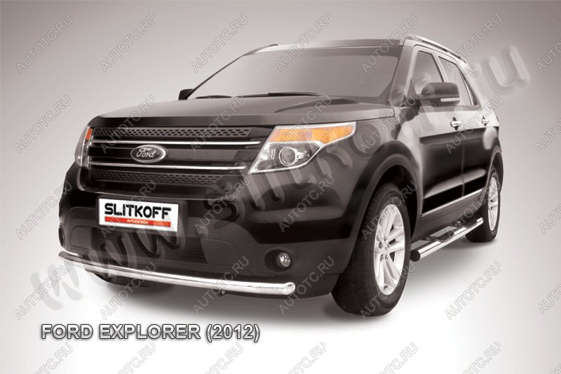 9 499 р. Защита переднего бампера d57 Slitkoff  Ford Explorer  U502 (2010-2016) дорестайлинг (Цвет: серебристый)  с доставкой в г. Майкоп