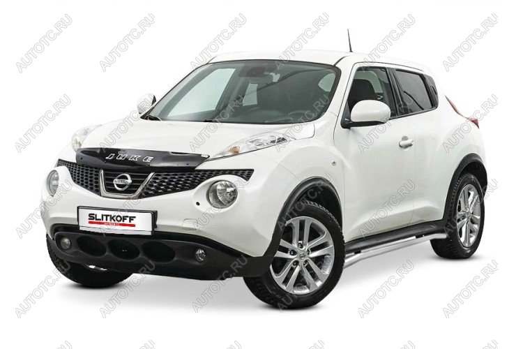 10 349 р. Защита порогов d42 с гибами Slitkoff  Nissan Juke  1 YF15 (2010-2014) дорестайлинг (сталь с полимерным покрытием, цвет серебро)  с доставкой в г. Майкоп