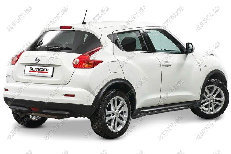 10 349 р. Защита порогов d42 с гибами Slitkoff  Nissan Juke  1 YF15 (2010-2014) дорестайлинг (сталь с полимерным покрытием, цвет черныйчёрный)  с доставкой в г. Майкоп