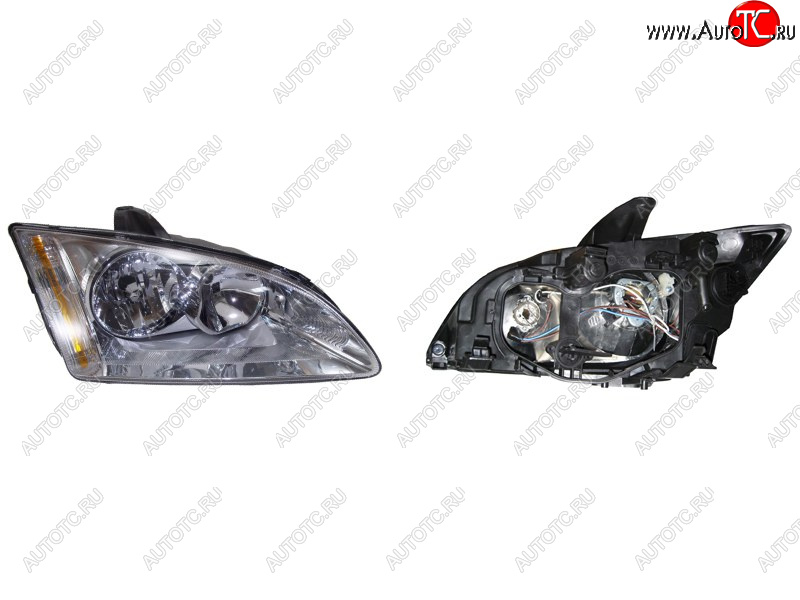 3 599 р. Правая фара SAT (хром) Ford Focus 2 универсал дорестайлинг (2004-2008)  с доставкой в г. Майкоп