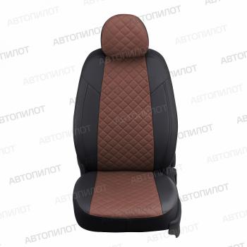 14 449 р. Чехлы на сиденья Ромб (раздел. 40/60 экокожа) Автопилот KIA Rio 4 FB дорестайлинг седан (2016-2020) (черный/темно-коричневый)  с доставкой в г. Майкоп. Увеличить фотографию 4